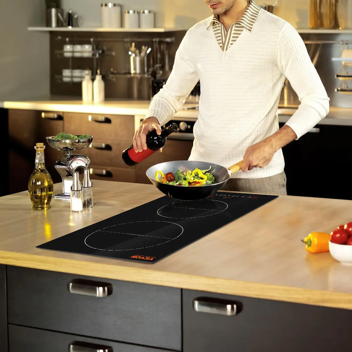 VEVOR 2-Burner Induction Cooktop 3000W 12'' Built-in 220V | Touch Control with 9 Heating Levels & Timer - view 8
