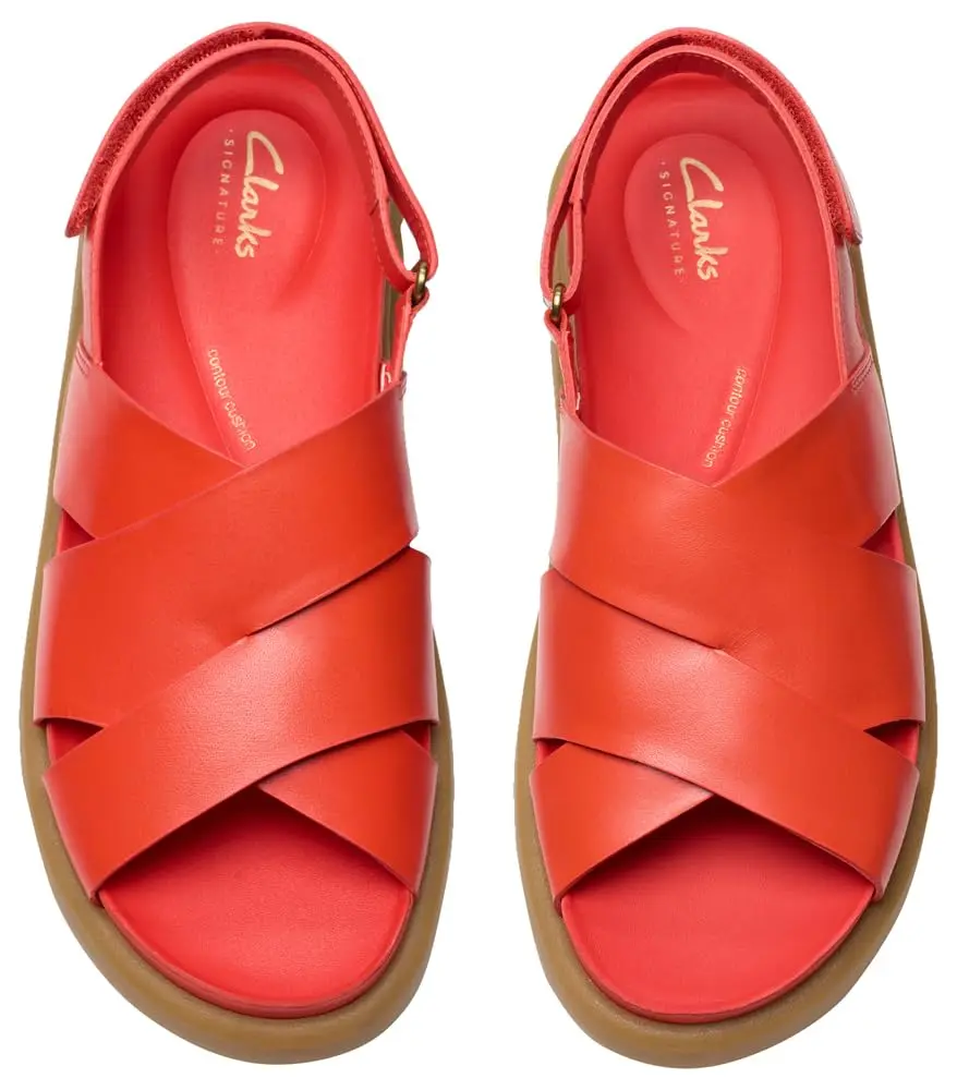 Clarks Women's Aristella SunSandal Bright Red Lea 6 | Classic Leather Comfort - view 6
