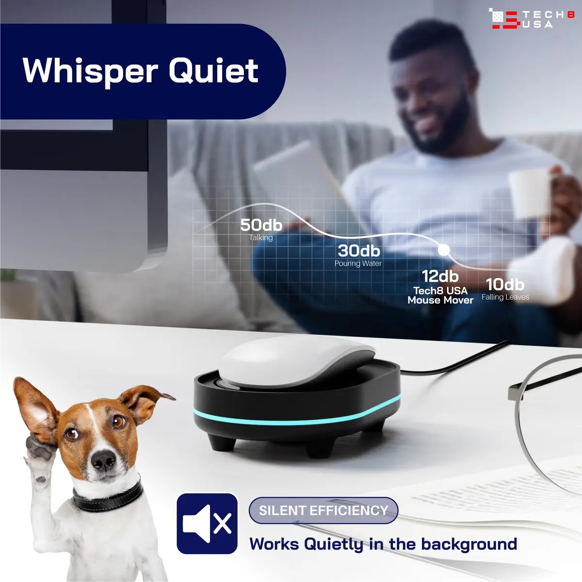 TECH8 USA Undetectable Mouse Mover Jiggler with Ambient Glow Ring and 3D Hologram Alien Disc, Plug & Play, No Software Required - view 5
