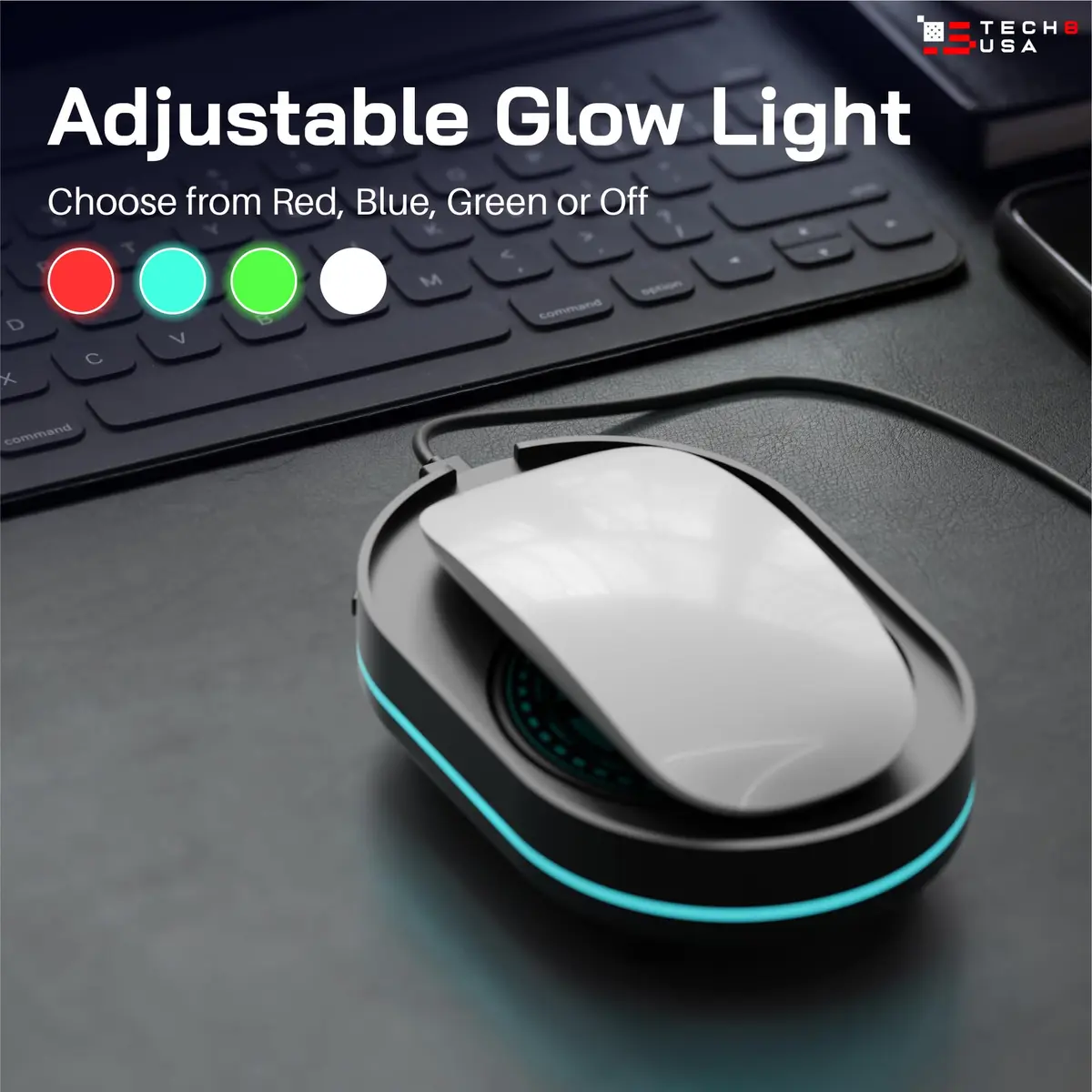 TECH8 USA Undetectable Mouse Mover Jiggler with Ambient Glow Ring and 3D Hologram Alien Disc, Plug & Play, No Software Required - view 8