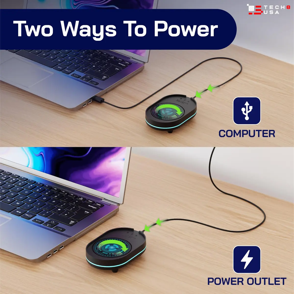 TECH8 USA Undetectable Mouse Mover Jiggler with Ambient Glow Ring and 3D Hologram Alien Disc, Plug & Play, No Software Required - view 2
