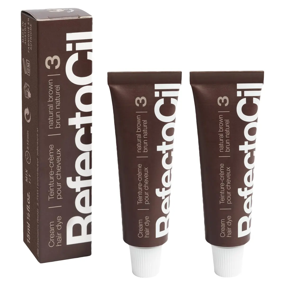 RefectoCil Cream Hair Dye 2-Pack – Long-Lasting Natural Brown (#3) | Vegan, 6 Weeks Durability - main product image