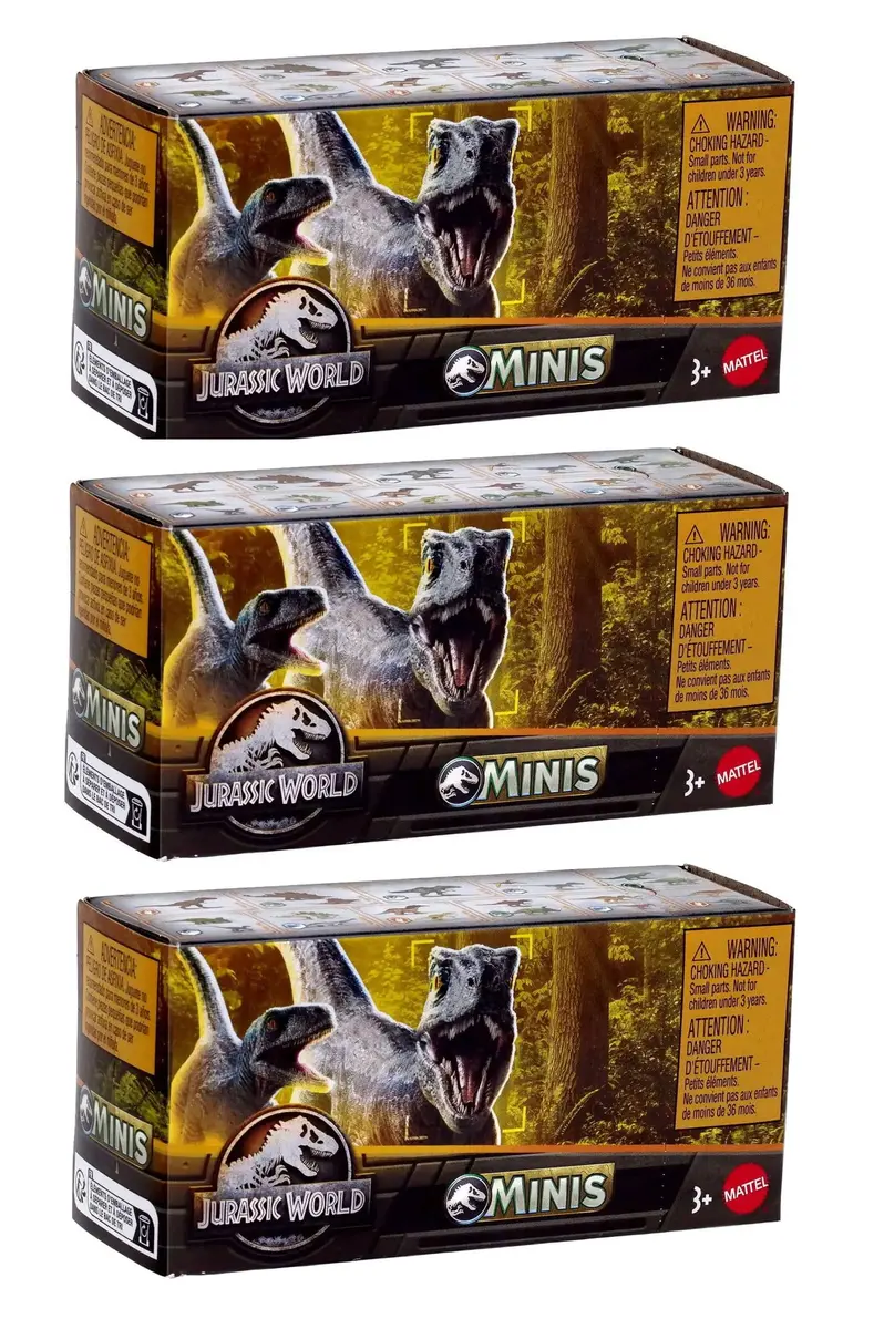 Jurassic World Dinosaurs Minis Surprise Pack of Dinos Box | 3 Blind Boxes, 1.125” Scale Mini Figures, Ages 3+ - main product image