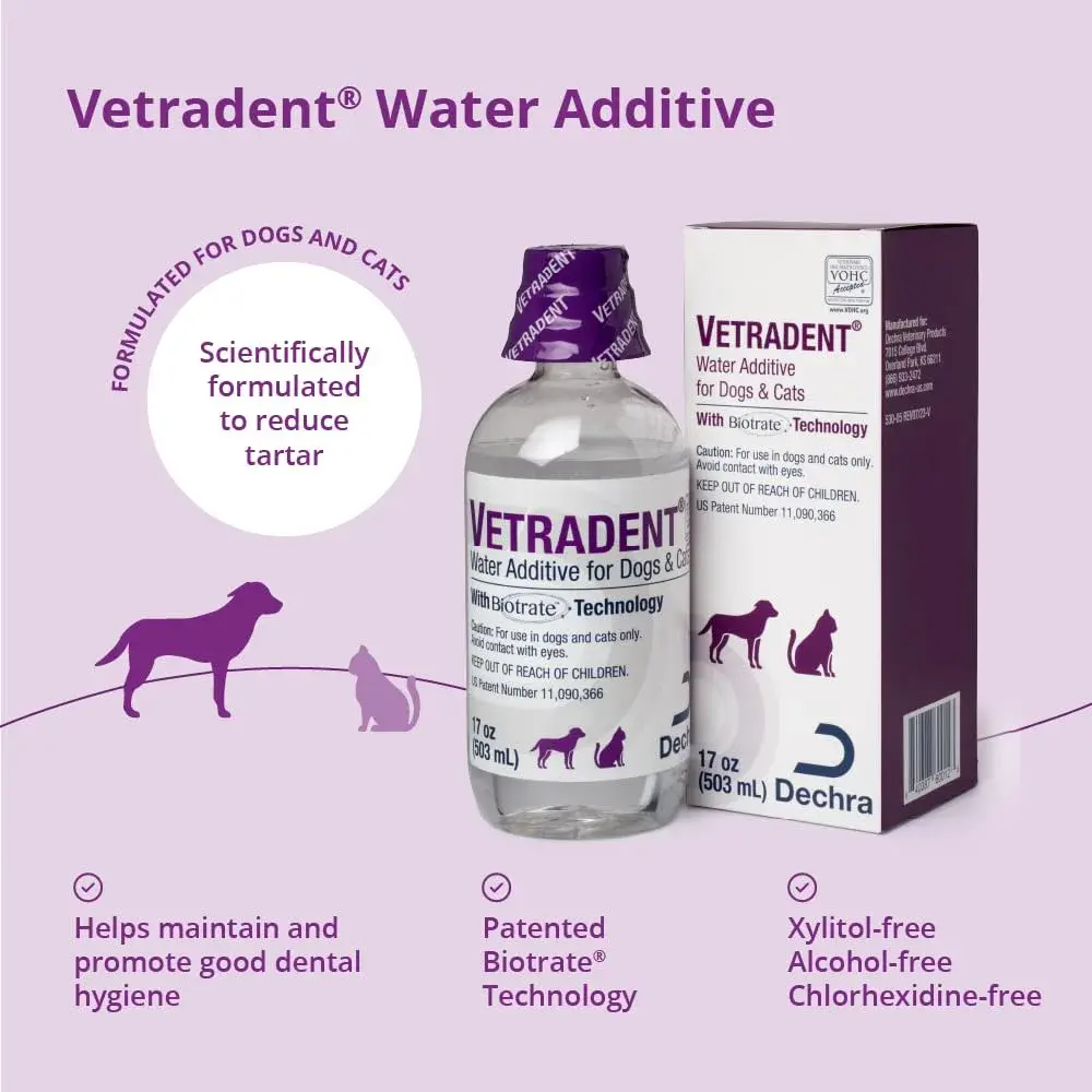 Vetradent Water Additive for Dogs and Cats 493ml (17 oz) | Biotrate Technology for Tartar Control - view 3