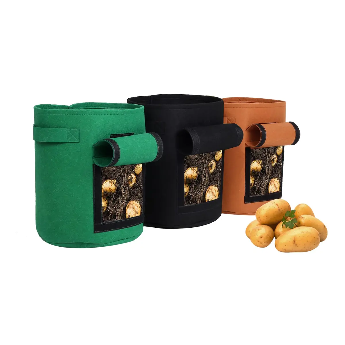 SILKIR Joyful Cows Grow Bag 3-Pack | 10 Gallon Heavy Duty Fabric Pots for Gardening - main product image