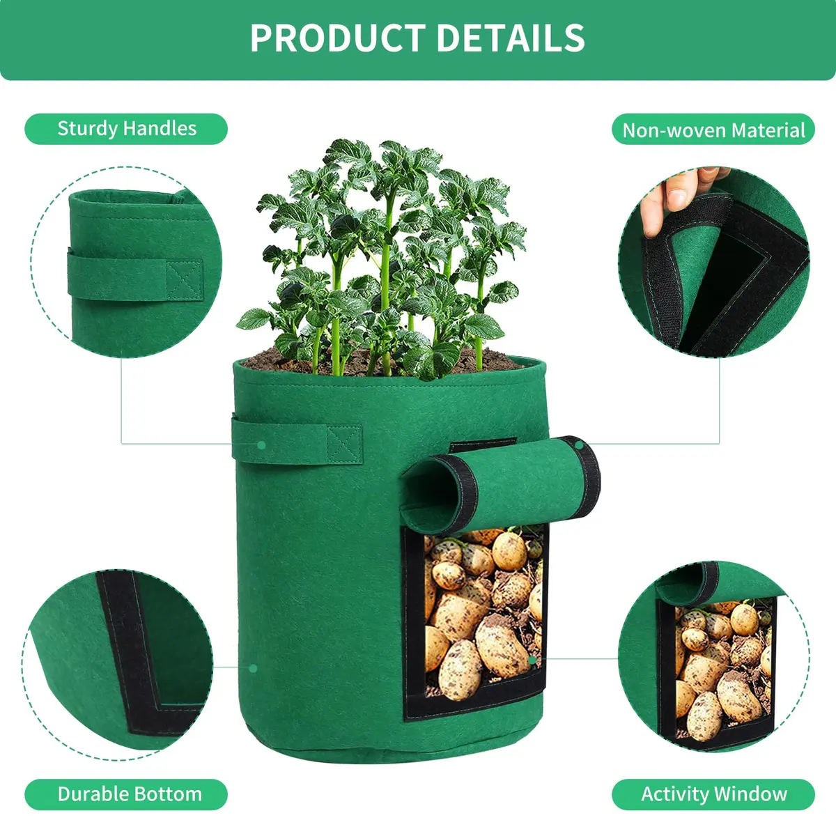 SILKIR Joyful Cows Grow Bag 3-Pack | 10 Gallon Heavy Duty Fabric Pots for Gardening - view 6