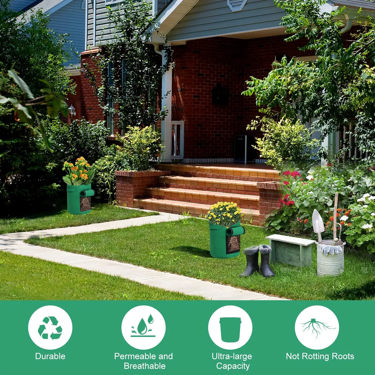 SILKIR Joyful Cows Grow Bag 3-Pack | 10 Gallon Heavy Duty Fabric Pots for Gardening - view 7