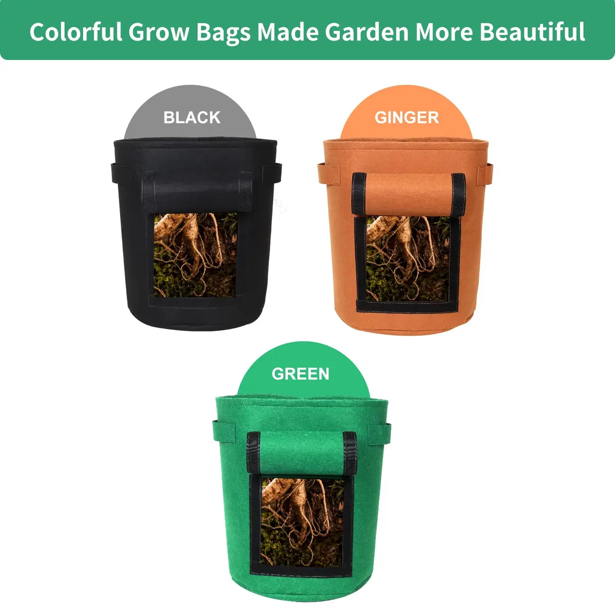 SILKIR Joyful Cows Grow Bag 3-Pack | 10 Gallon Heavy Duty Fabric Pots for Gardening - view 3