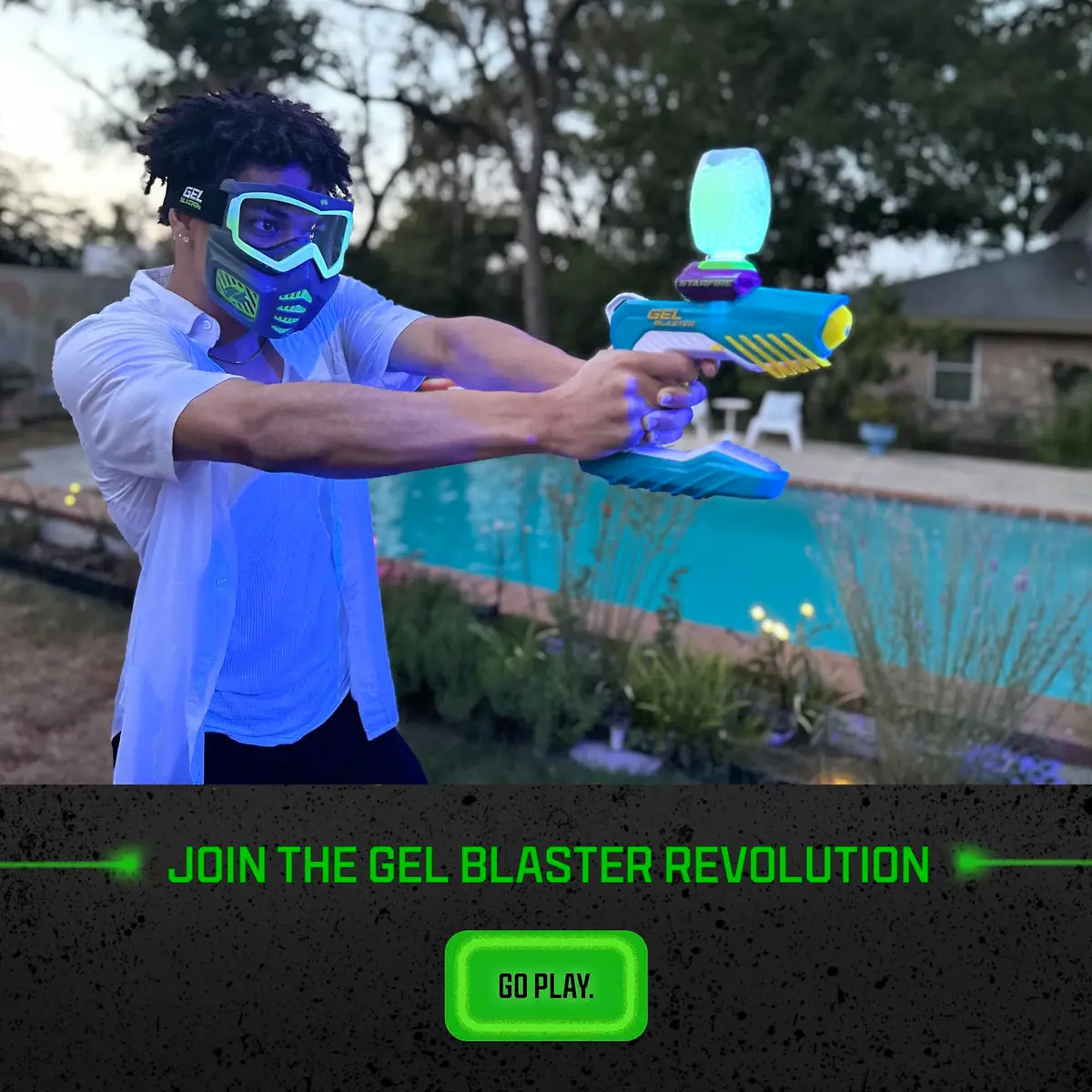 Gel Blaster Elite Face Mask with Detachable Goggles & Glow-in-the-Dark Trim, Green | Ages 14+ Tactical Paintball Mask - view 6