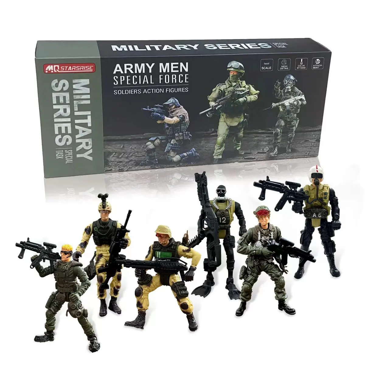 MQSTARSRISE Army Men Toy Set for Boys 4-7 | Realistic Military Action Figures with Accessories - main product image