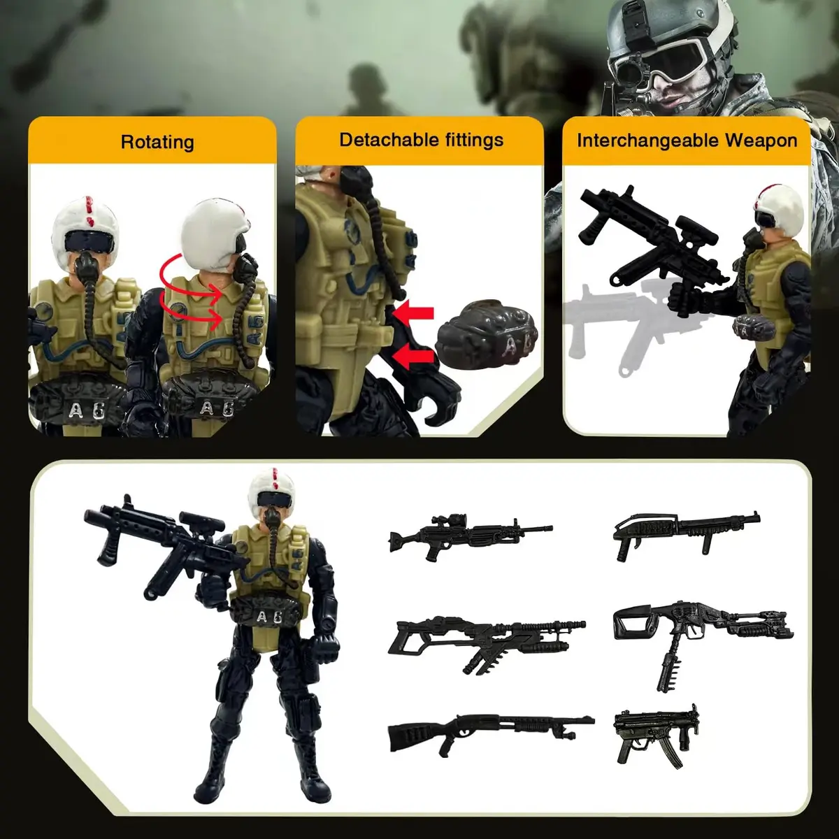 MQSTARSRISE Army Men Toy Set for Boys 4-7 | Realistic Military Action Figures with Accessories - view 5