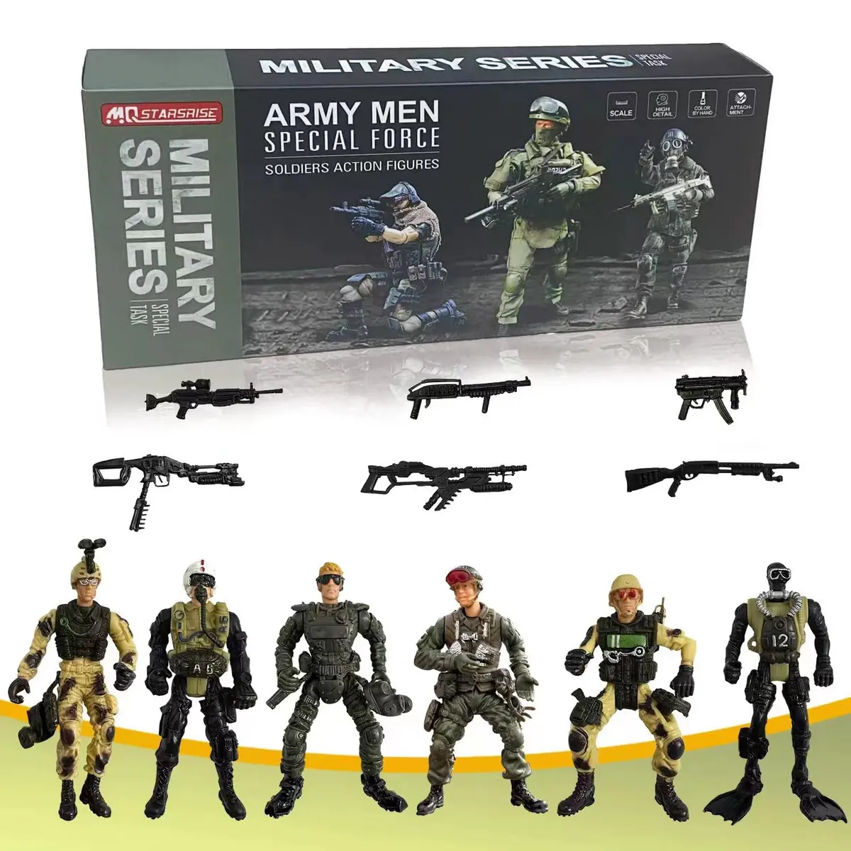 MQSTARSRISE Army Men Toy Set for Boys 4-7 | Realistic Military Action Figures with Accessories - view 7