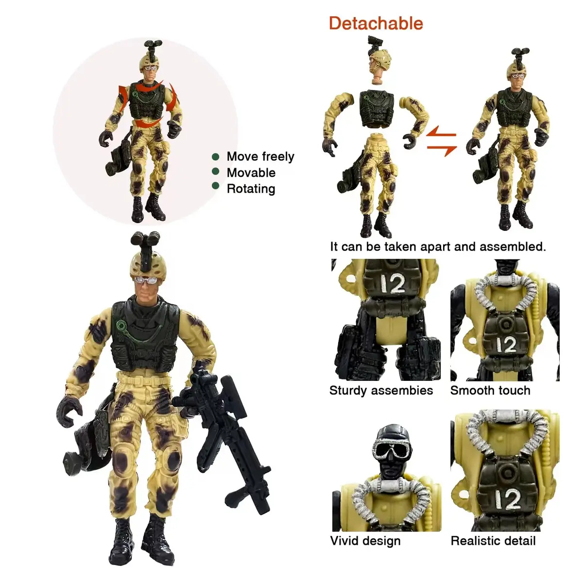 MQSTARSRISE Army Men Toy Set for Boys 4-7 | Realistic Military Action Figures with Accessories - view 4