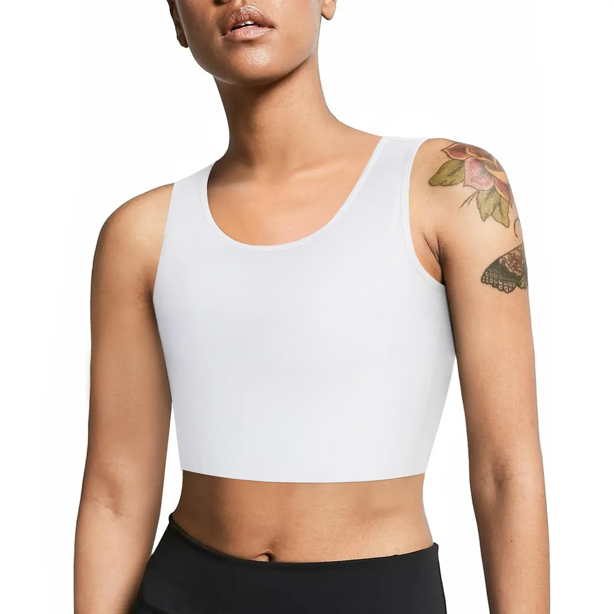 LEINIDINA Chest Binder Bra Transgender FTM LGBT Compression Tank Top, White | Flat Chest, Comfortable Fit - main product image