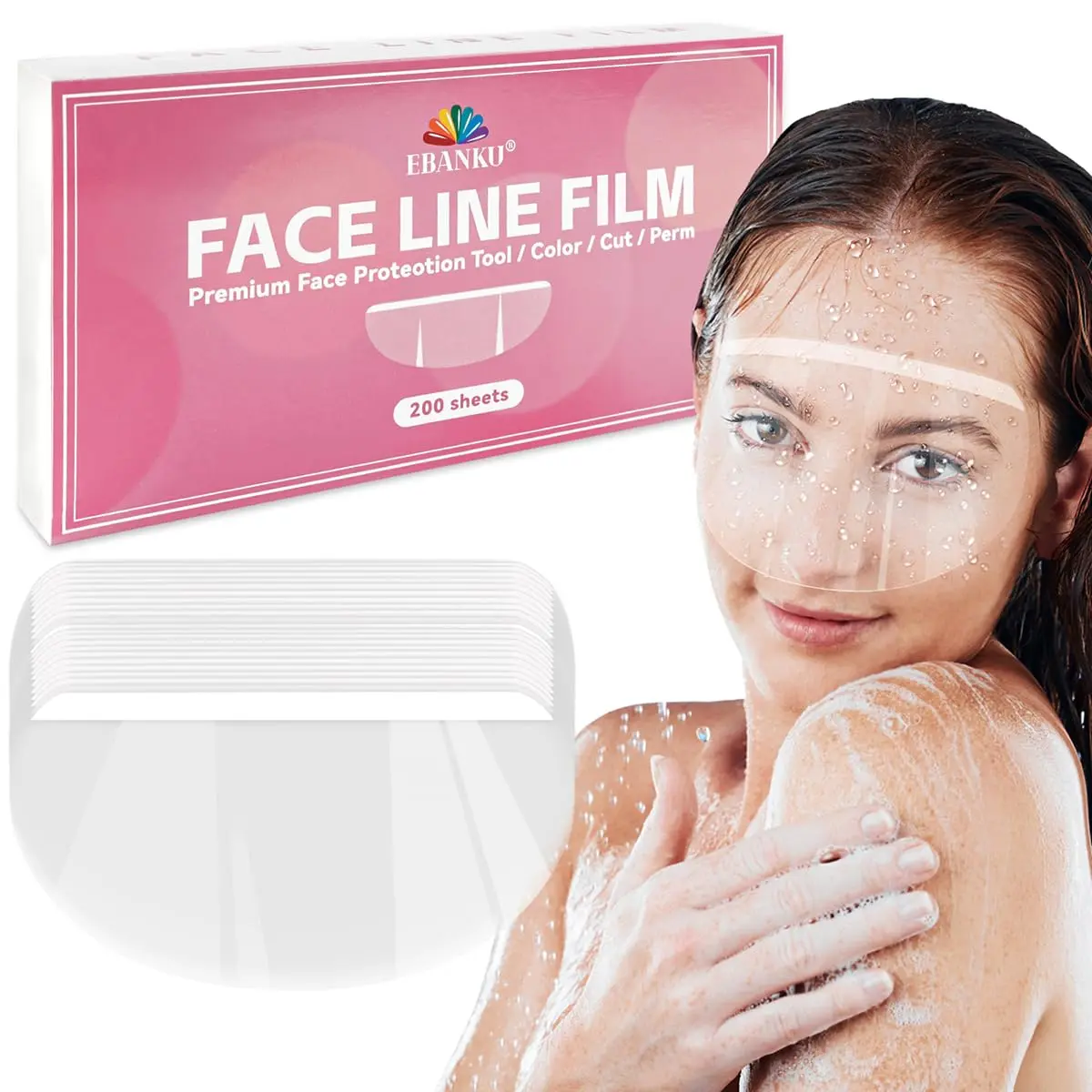 EBANKU Face Shield Eye Shield for Shower Waterproof 200 PCS | Clear, Soft, Adjustable, Reusable - main product image