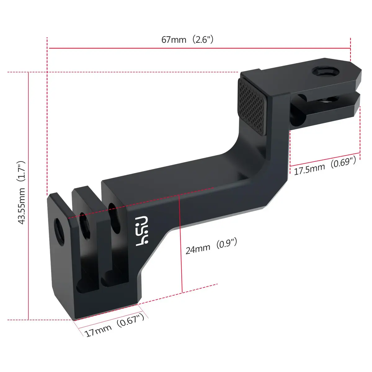 HSU Aluminum 90° Vertical Bracket Adapter Elbow Mount for GoPro Black | Supports 90° & 180° Angles - view 8