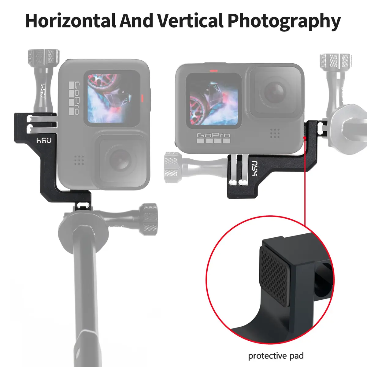 HSU Aluminum 90° Vertical Bracket Adapter Elbow Mount for GoPro Black | Supports 90° & 180° Angles - view 2