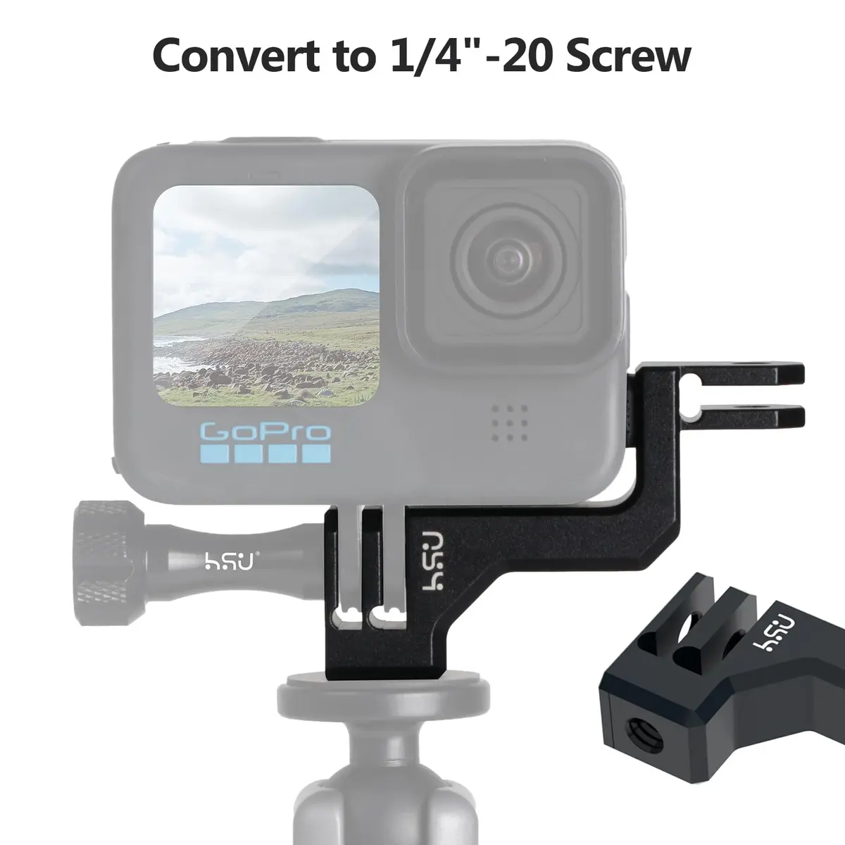 HSU Aluminum 90° Vertical Bracket Adapter Elbow Mount for GoPro Black | Supports 90° & 180° Angles - view 3