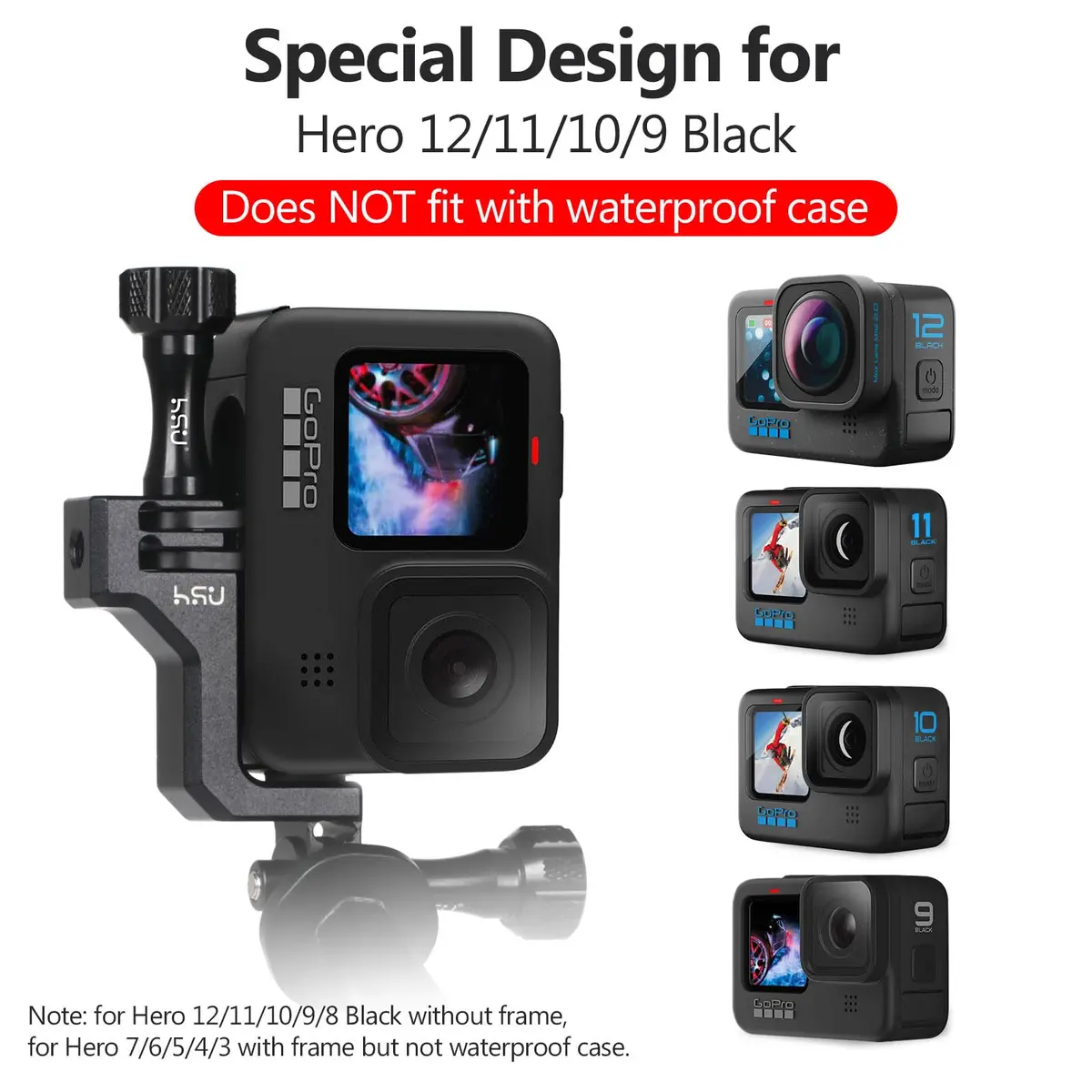 HSU Aluminum 90° Vertical Bracket Adapter Elbow Mount for GoPro Black | Supports 90° & 180° Angles - view 4
