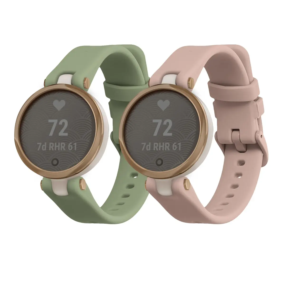 kwmobile Silicone Watch Bands Compatible with Garmin Lily Sport - 2x Pastel Green/Dusty Pink Straps | Adjustable 14-22cm - main product image