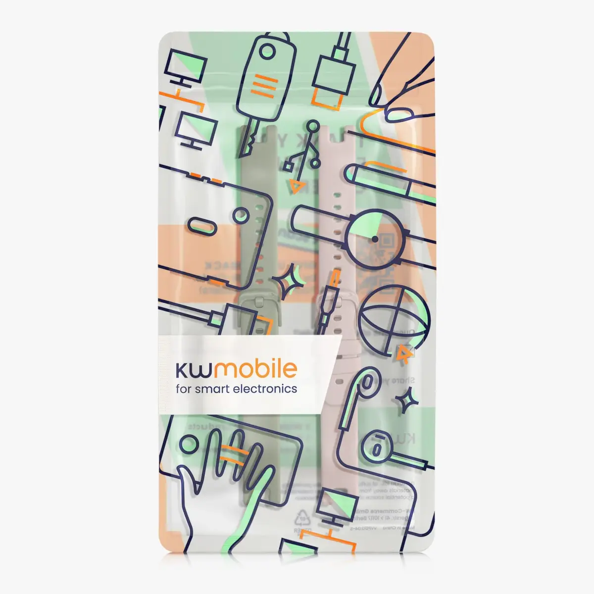 kwmobile Silicone Watch Bands Compatible with Garmin Lily Sport - 2x Pastel Green/Dusty Pink Straps | Adjustable 14-22cm - view 7