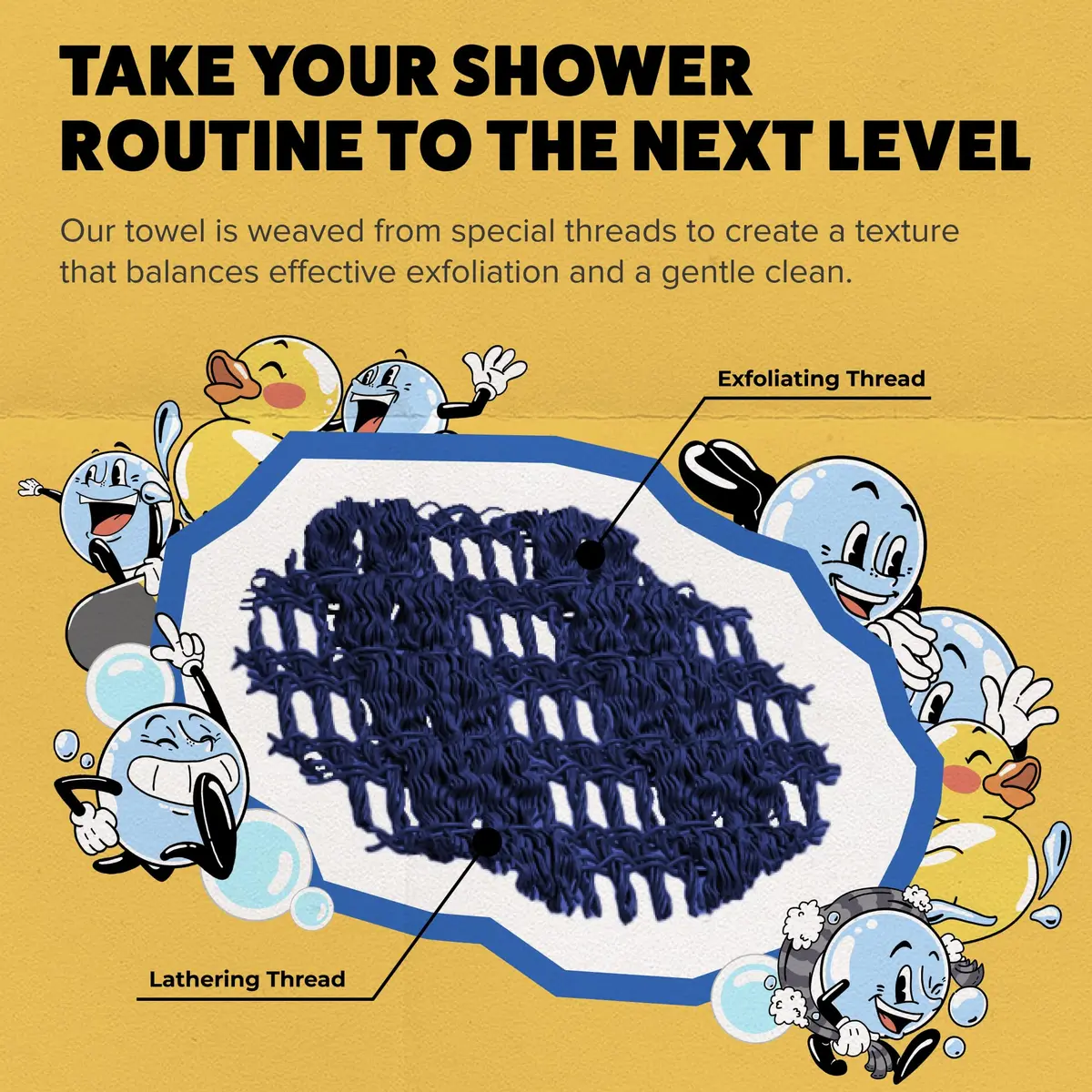 GOSHI Exfoliating Shower Towel - Long Body Scrubber, Blue | Rip-Resistant, Gentle & Effective - view 5