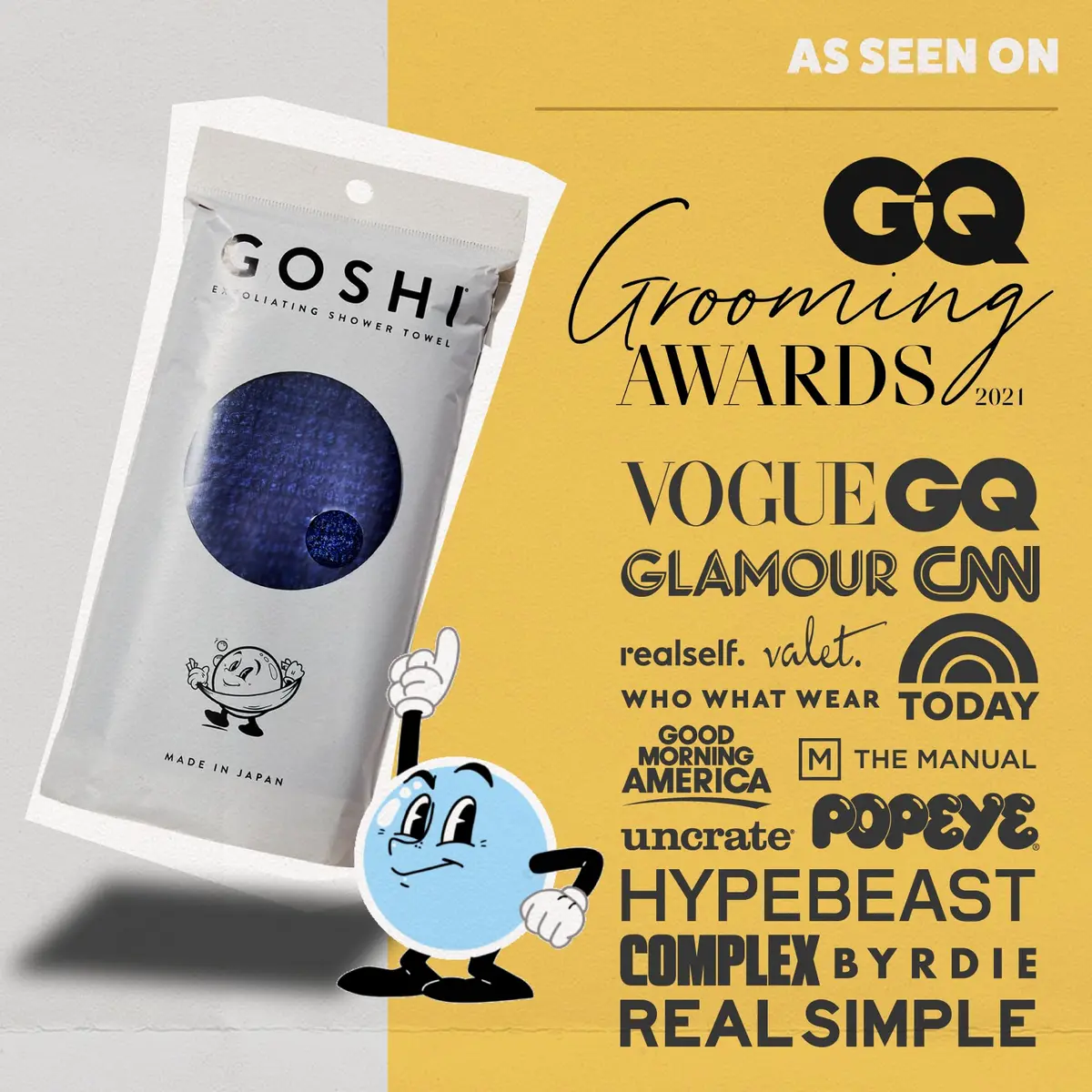 GOSHI Exfoliating Shower Towel - Long Body Scrubber, Blue | Rip-Resistant, Gentle & Effective - view 4