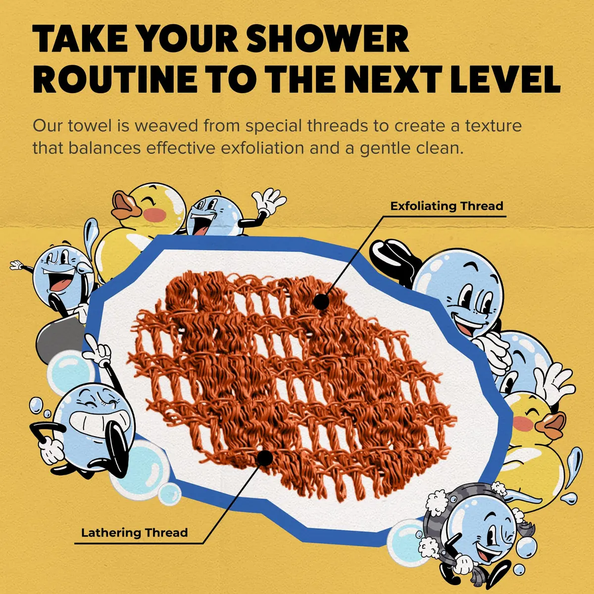 GOSHI Exfoliating Shower Towel - Long Body Scrubber, Orange | Rip-Resistant, Gentle & Effective - view 5
