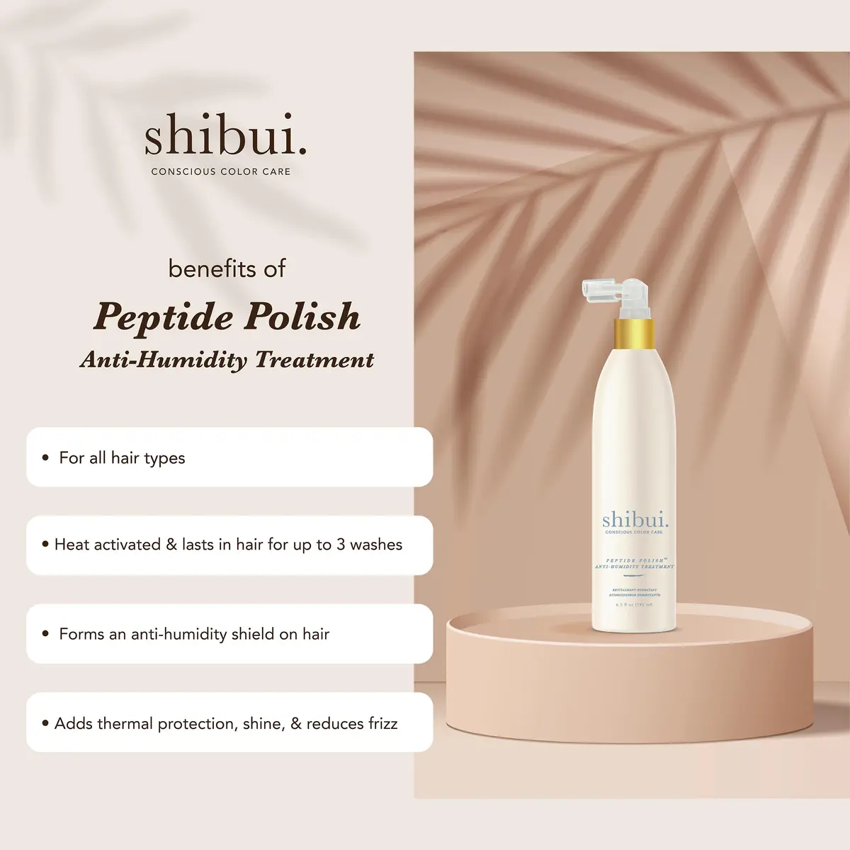 Shibui Peptide Polish Anti Humidity Hair Treatment, 6.5 Fl Oz | Color & Frizz Protection with Vegan Complex - view 2