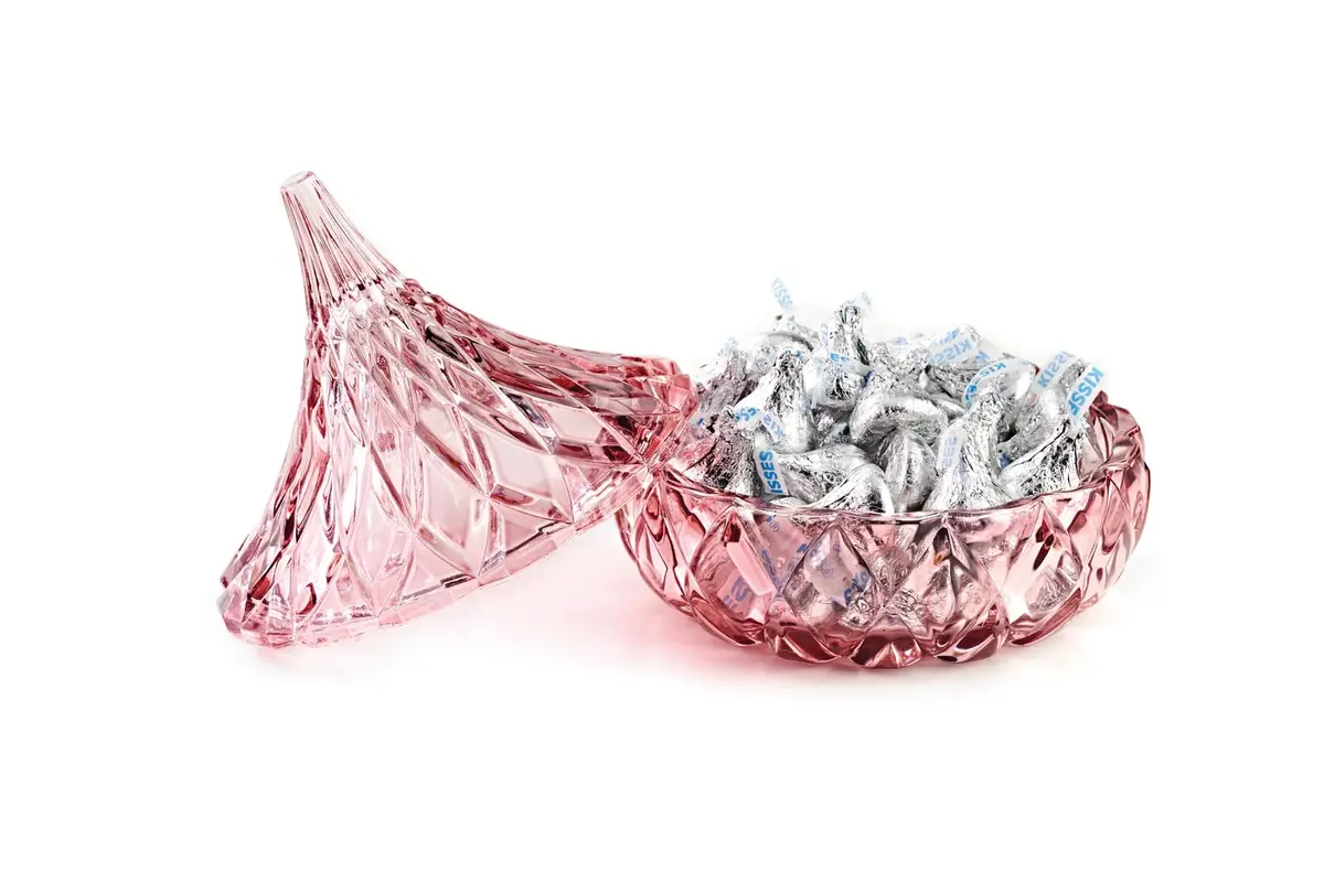 Godinger Blush Glass Hershey Kiss Candy Dish | Decorative Serveware for Mints, Chocolates, Trinkets - view 2
