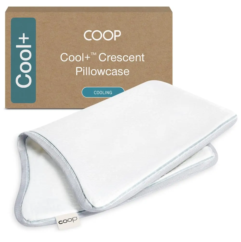 Coop Home Goods Cool+ Crescent Pillow Cover King Size Cooling Bed Pillow Case for Hot Sleepers, Ultra Soft & Breathable Pillowcase with Zipper and 2-Inch Gusset | 51x91 cm (20x36 in) - main product image