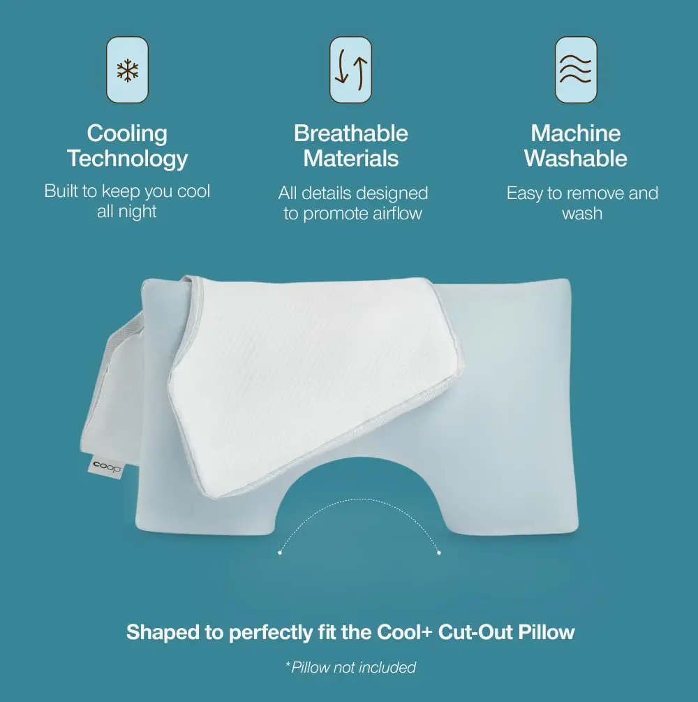 Coop Home Goods Cool+ Cut-Out Pillow Cover King Size Cooling Pillowcase with Zipper & 2-Inch Gusset | Breathable Fabric for Hot Sleepers - view 2