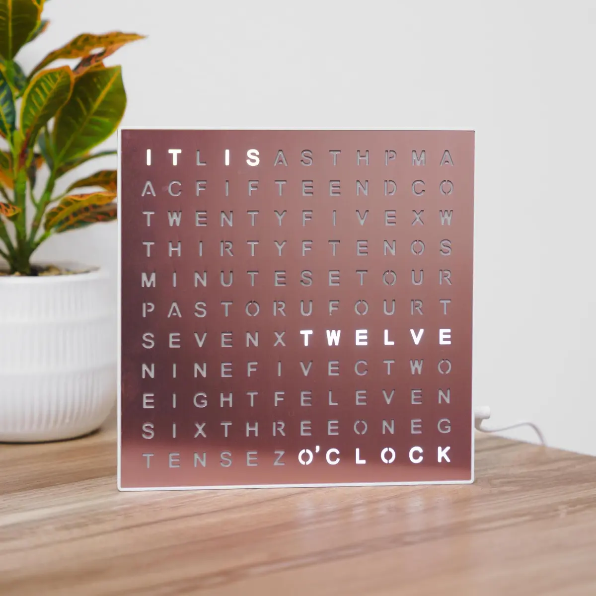 Sharper Image LED Word Clock 7.75" Rose Gold Finish | Modern Time Display with 5-Minute Alerts - view 7