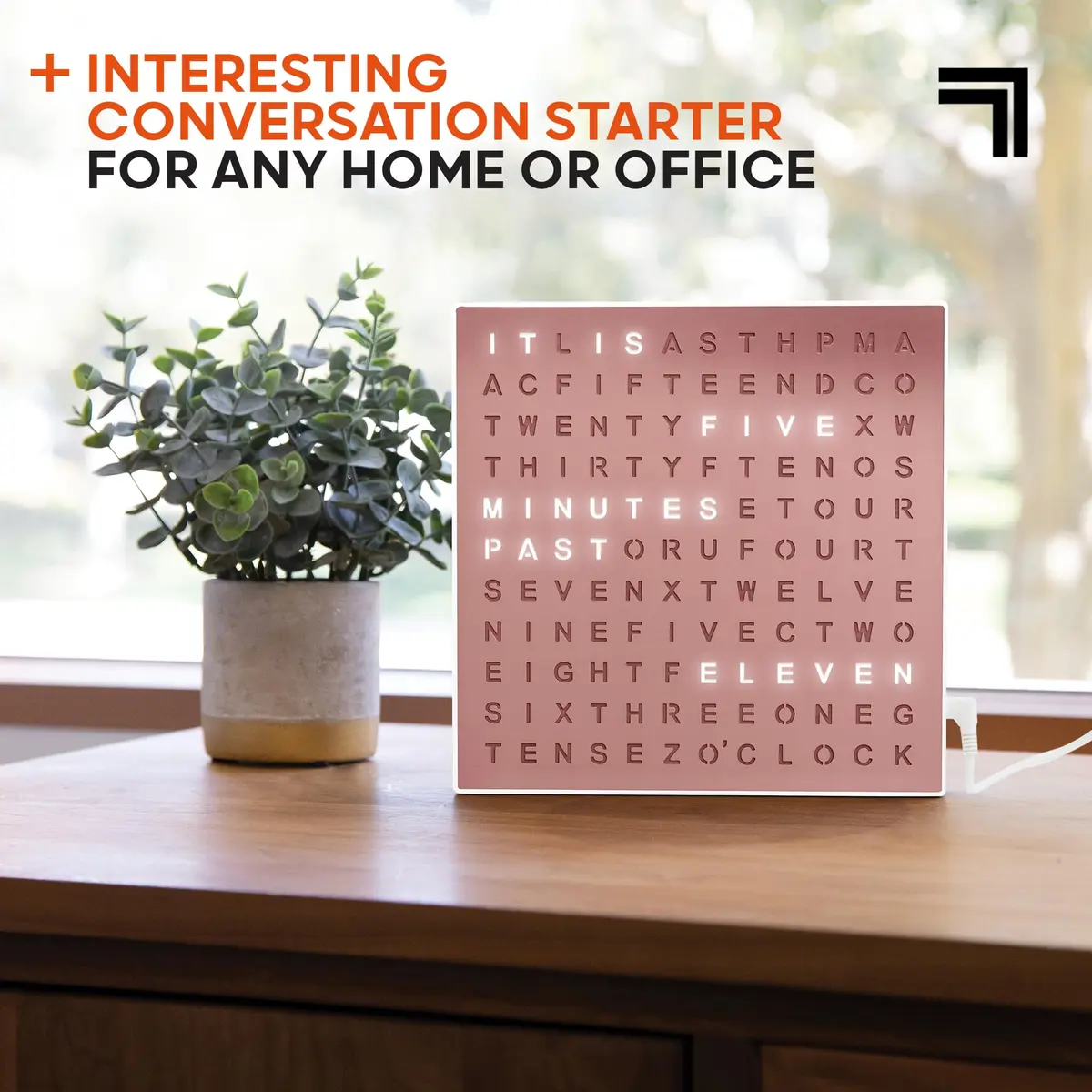 Sharper Image LED Word Clock 7.75" Rose Gold Finish | Modern Time Display with 5-Minute Alerts - view 4