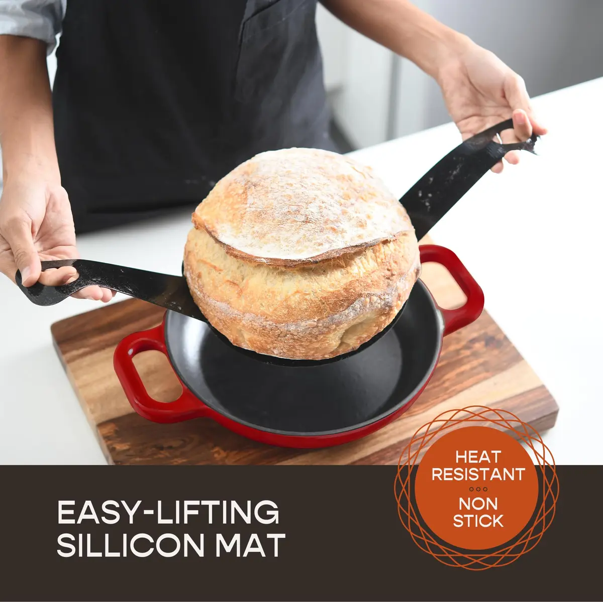 Krustic 6 Qt Enameled Cast Iron Dutch Oven for Sourdough Bread | 10 Inch Red - view 2