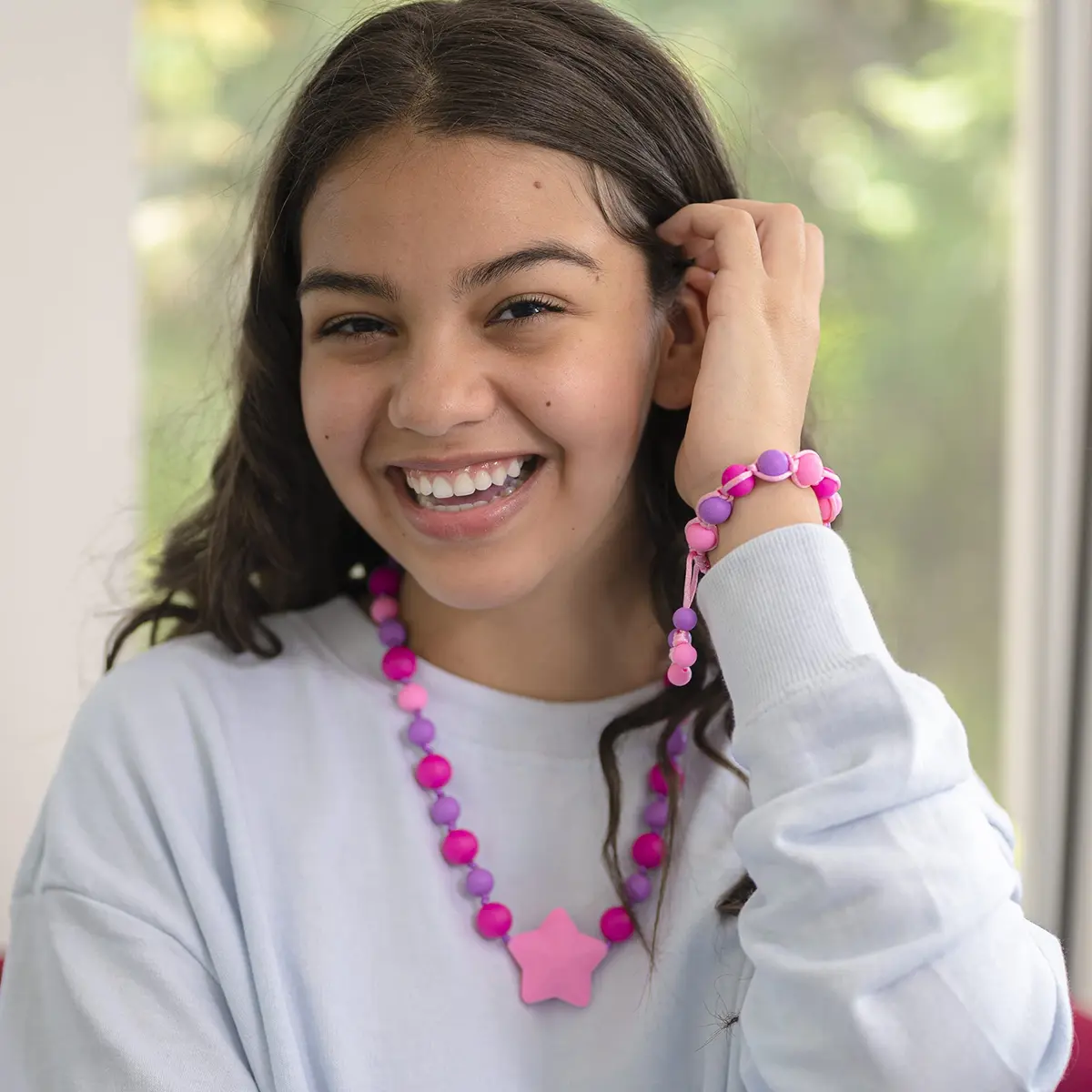 Munchables Starlight Sensory Chew Necklace, Medium Chew, Purple/Pink/Fuchsia | Food-Grade Silicone Oral Sensory Support - view 5