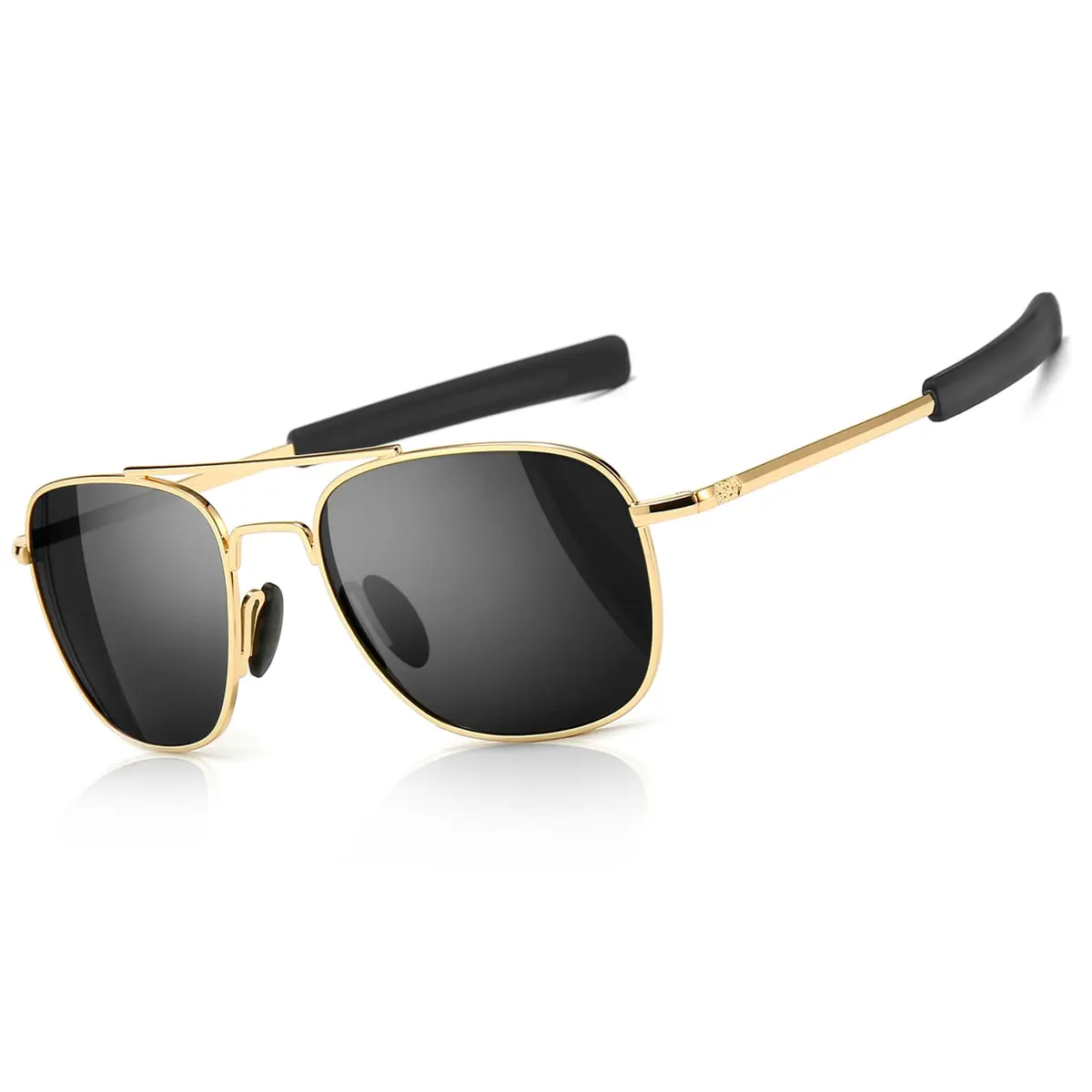 SUNGAIT Men's Military Style Polarized Pilot Aviator Sunglasses Bayonet Temples | HD UVA/UVB Protection & Durable Metal Frame - main product image