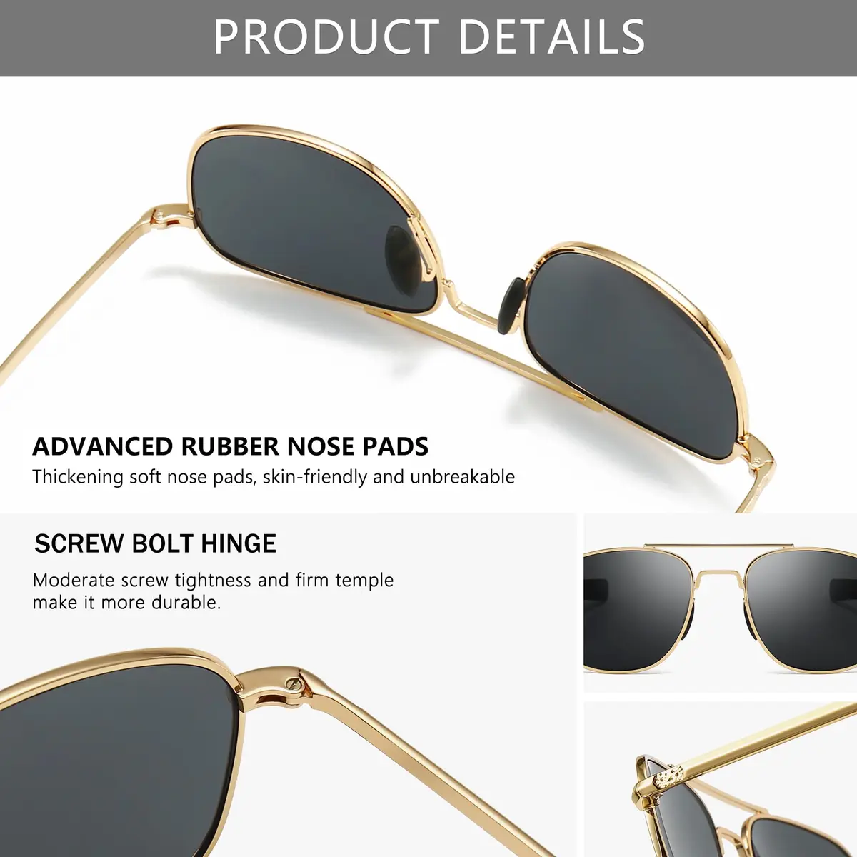 SUNGAIT Men's Military Style Polarized Pilot Aviator Sunglasses Bayonet Temples | HD UVA/UVB Protection & Durable Metal Frame - view 4