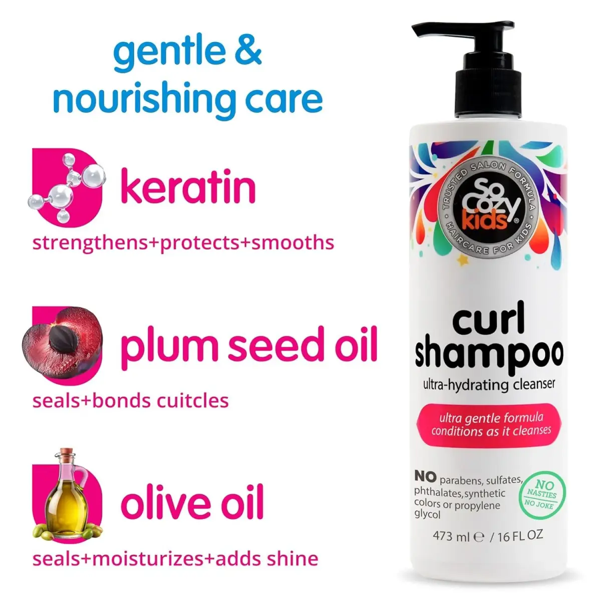SoCozy Kids Curl Shampoo for Curly Hair, 473ml (16 Fl Oz) | Gentle Hydrating Cleanser - view 3