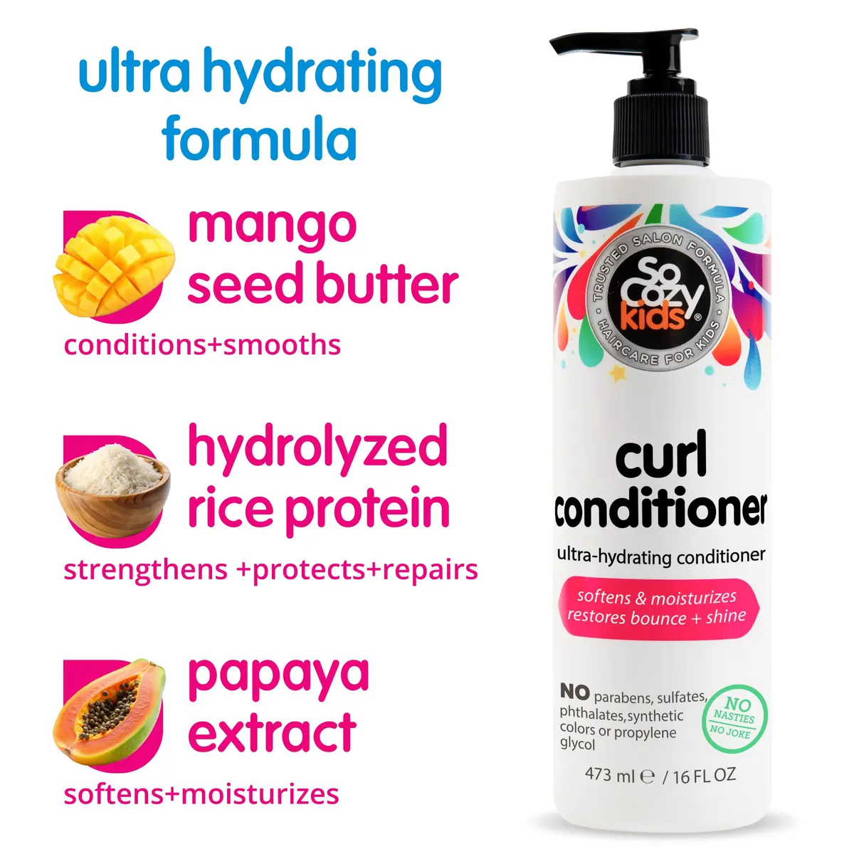 SO COZY Kids Conditioner for Curly Hair 16 Fl Oz | Ultra-Hydrating, Detangler & Frizz Control - view 3