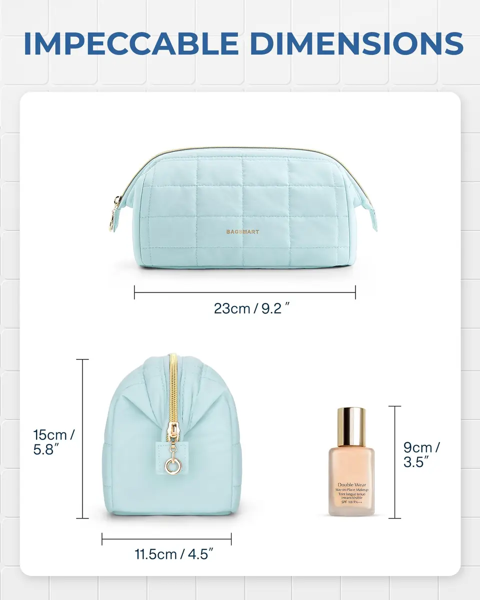 BAGSMART Makeup Bag Travel Toiletry Bag Wide Open Zipper Pouch, Mint Green | Spacious, Easy-Clean, Multi-Function - view 5