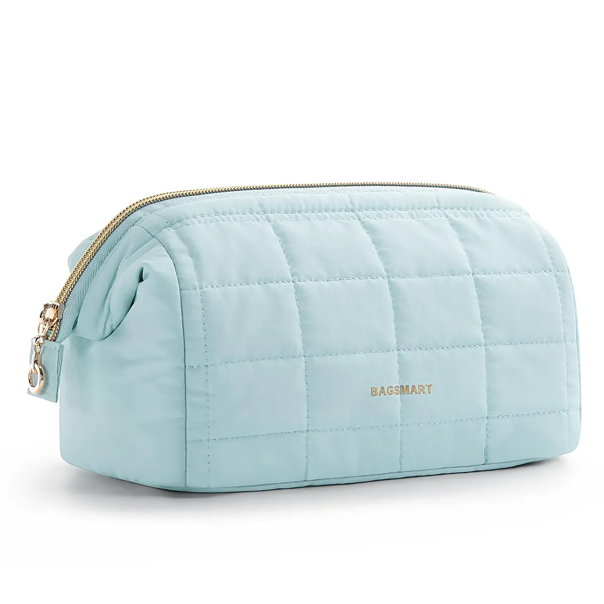 BAGSMART Makeup Bag Travel Toiletry Bag Wide Open Zipper Pouch, Mint Green | Spacious, Easy-Clean, Multi-Function - main product image
