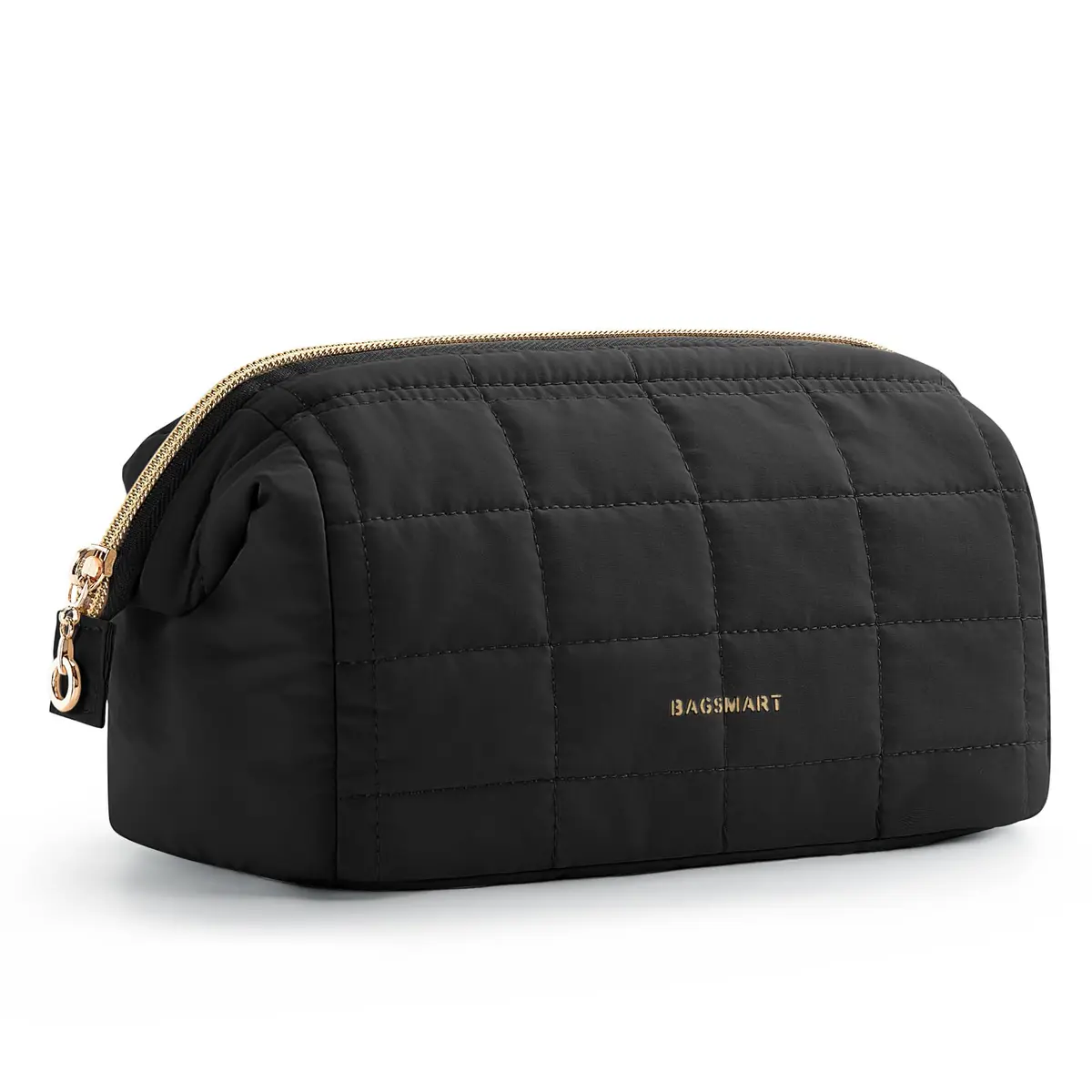 BAGSMART Makeup Bag Travel Toiletry Bag Wide Open Zipper Pouch, Black | Spacious & Easy-Clean - main product image