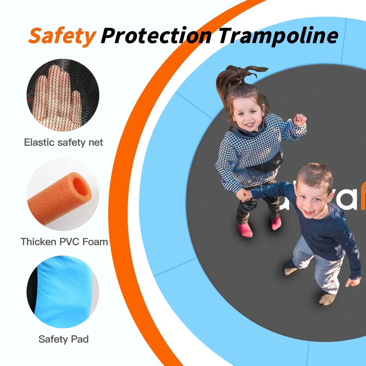 ATIVAFIT 60″ Indoor-Outdoor Kids Trampoline Mini Rebounder with Safety Net & Hoop, Ideal for Toddlers and Children 1-8 | Safe & Bouncy Fun - view 2