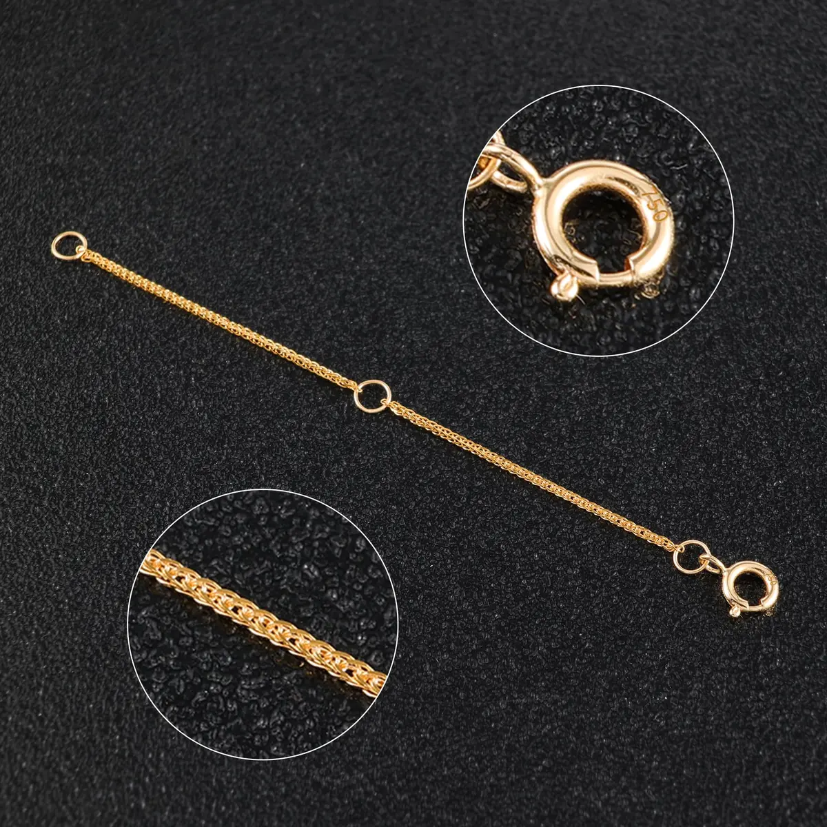 LANCHARMED 18K Solid Gold Extender for Necklace Bracelet Adjustable | Durable 2 Inch Chain - view 4