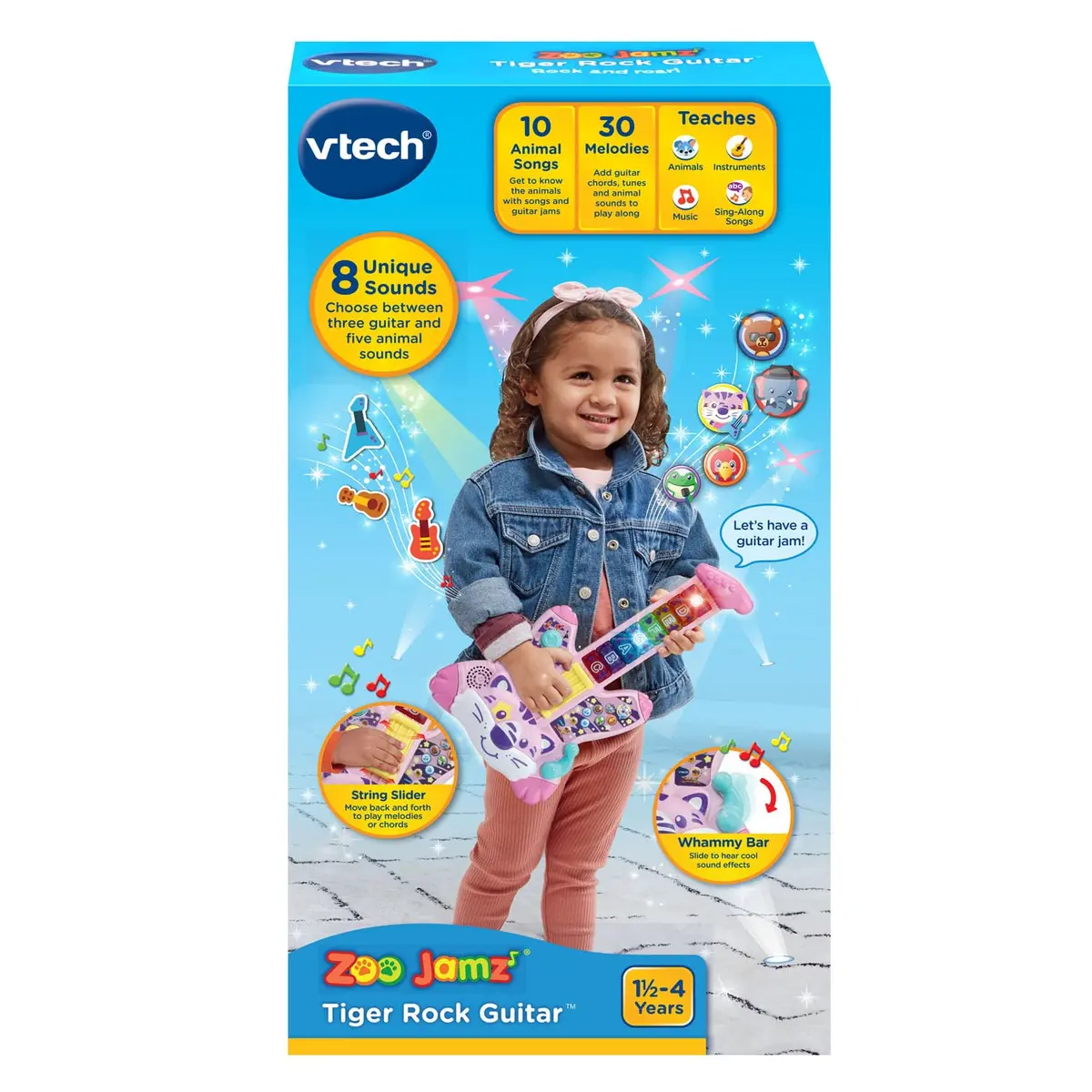 VTech Zoo Jamz Tiger Rock Guitar, Pink | Musical Instrument Toy for Kids 1.5-4 Years - view 7