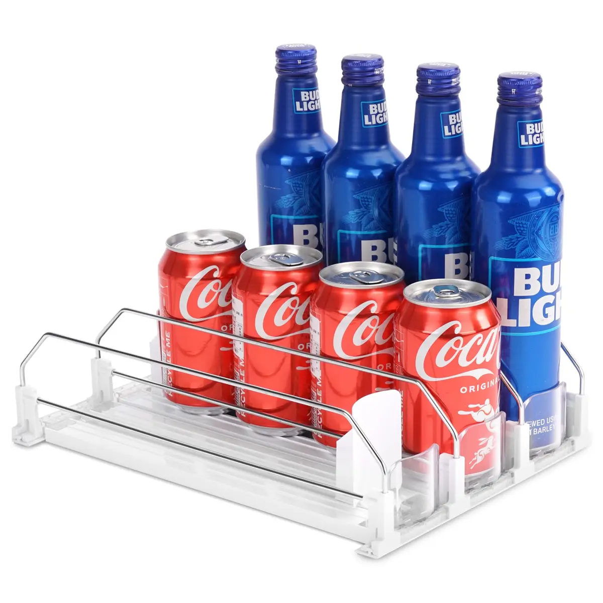 BingoHive Automatic Soda Can Organizer for Refrigerator 12 Can Capacity | Space-Saving Beverage Dispenser - main product image