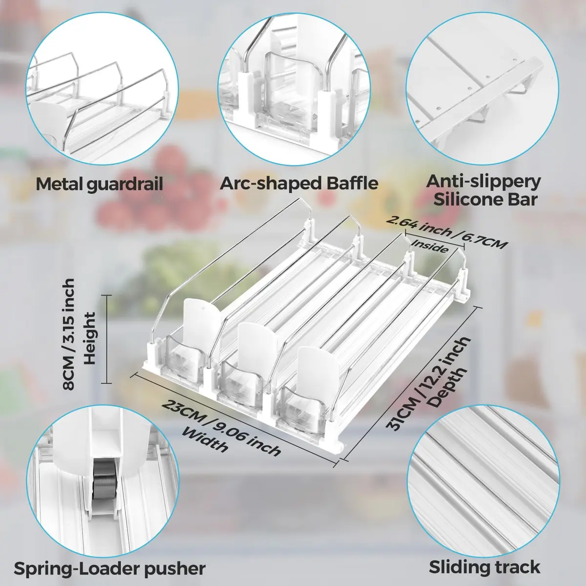 BingoHive Automatic Soda Can Organizer for Refrigerator 12 Can Capacity | Space-Saving Beverage Dispenser - view 6