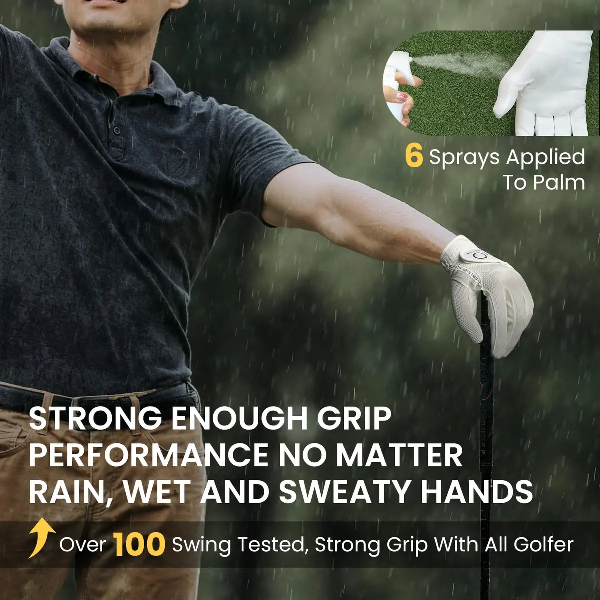 FINGER TEN Rain Grip Golf Gloves Men XX-Large (156 g / 6 oz) | All-Weather Ambidextrous Fit - view 4