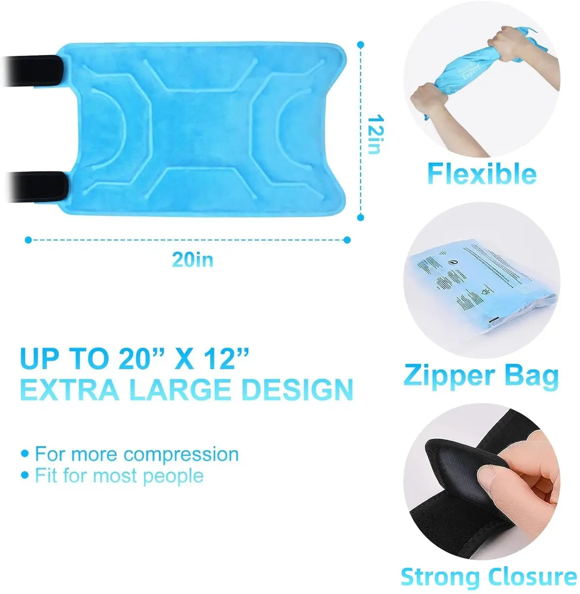 Relief Expert XXXL Knee Ice Pack Wrap Around Entire Knee | Cold Compression for Pain Relief & Recovery - view 6
